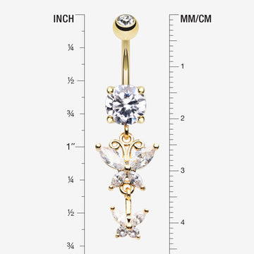 Detail View 1 of Golden Butterfly Besties Belly Button Ring-Clear Gem